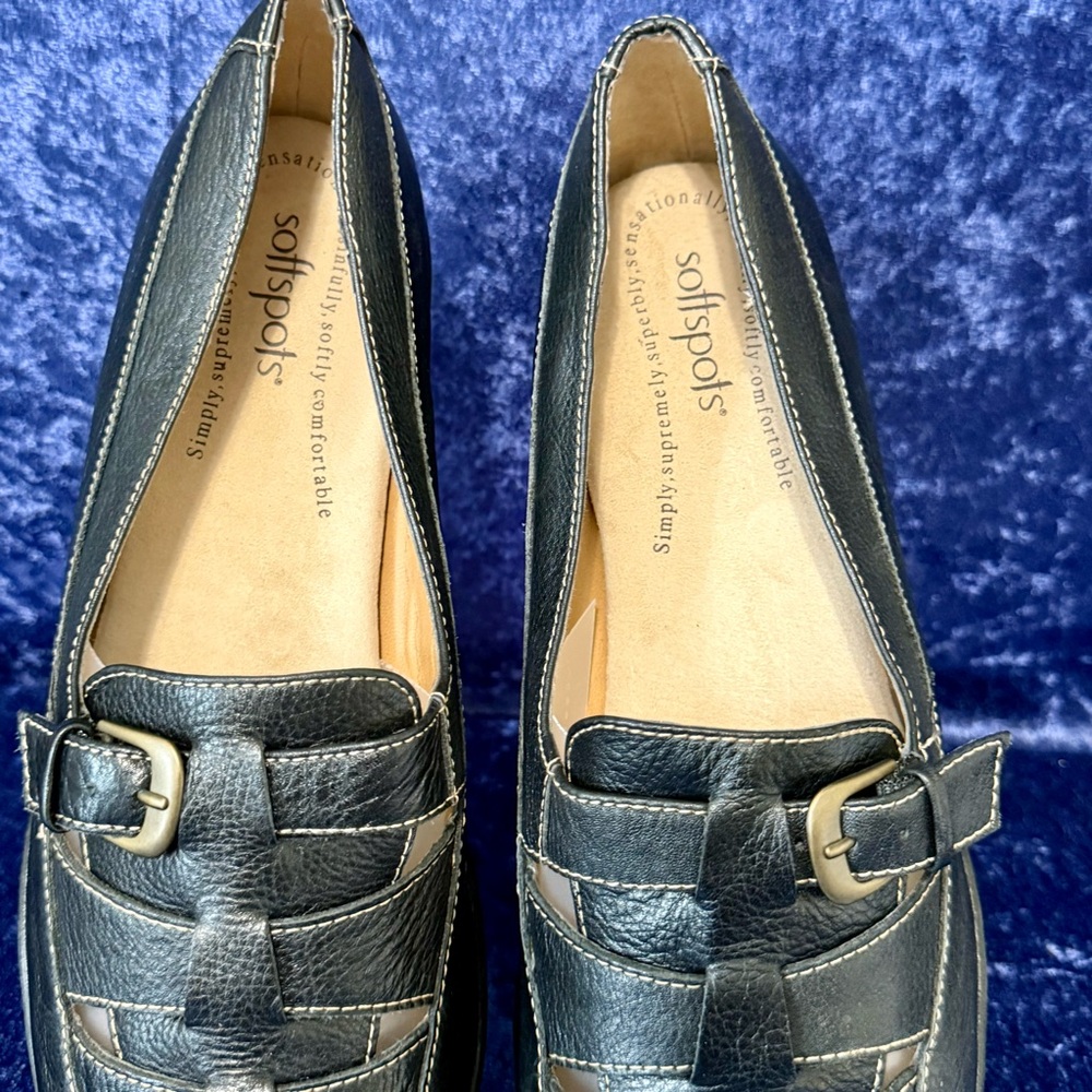 Softspots Aleah Woven Leather Slip On Loafers Black 10W‎ Buckle Shoe Comfort - Picture 7 of 14
